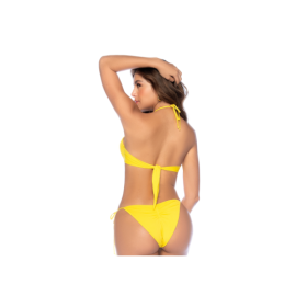 Bikini Jaune à Armatures et Perles 